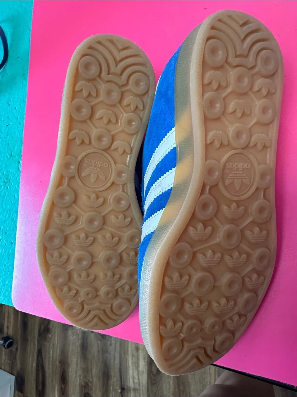 adidas Kids Blue Suede Sneakers with White Stripes